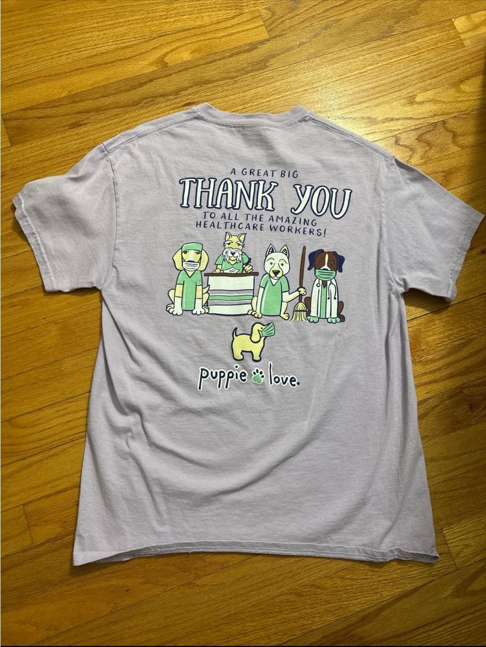 Puppie Love Thank You Healthcare Workers Graphic T-Shirt - Light Purple